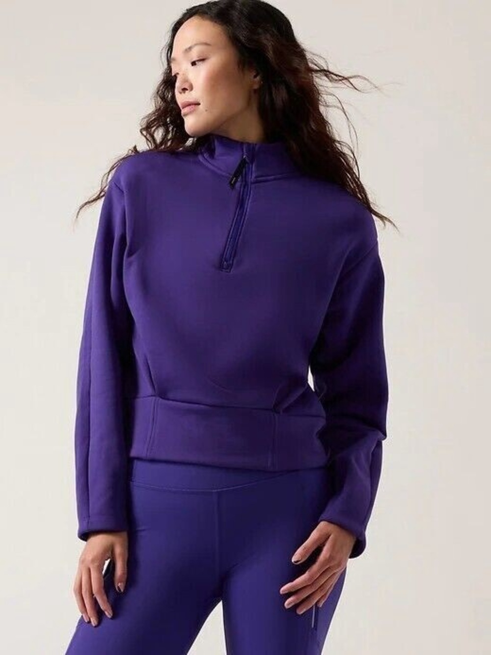 Athleta Altitude Polartec Half Zip Sweatshirt in Noble Blue large